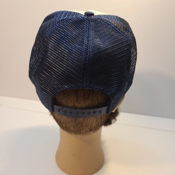 Vintage 90s Trucker Hat Esso Marine Screen Printed Foam/ Mesh Adjustable Hat - Picture 4 of 8